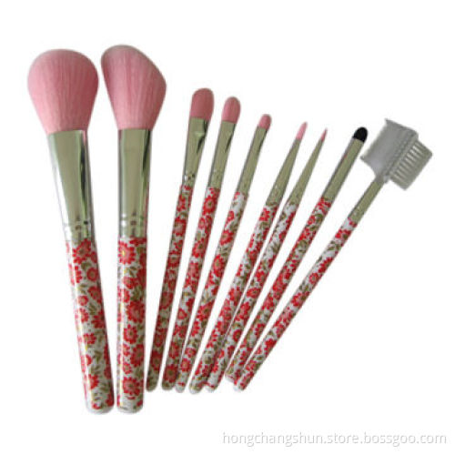 Professional Plastic Art Handle Cosmetic Makeup Brush Set, Various Colors, Nylon Hair, 9 Pieces